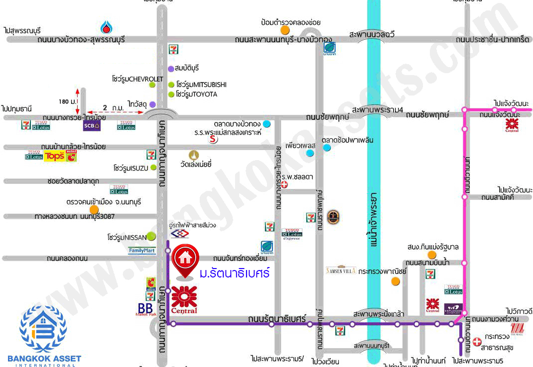 *****ทาวน์เฮาส์มือสองนนทบุรี บางบัวทอง ม.รัตนาธิเบศร์ เนื้อที่กว้าง 16 ตร.ว พร้อมขายกับฟังก์ชัน 2 ห้องนอน 1 ห้องน้ำ 1 ที่จอดรถ ทำเลเดินทางสะดวก เชื่อมต่อถนนกาญจนาภิเษก, จันทร์ทองเอี่ยม ใกล้ห้างสรรพสินค้า "เซ็นทรัลเวสเกต" และโครงการรถไฟฟ้าสายสีม่วง "สถานีตลาดบางใหญ่"